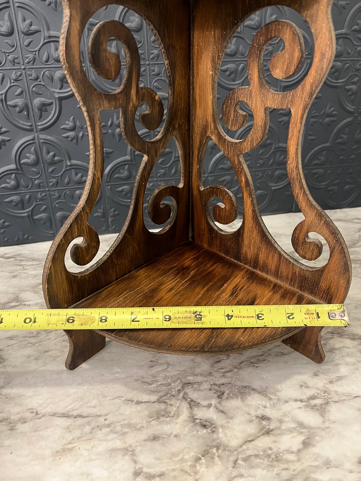 Lazer Cut Wood Corner Shelf