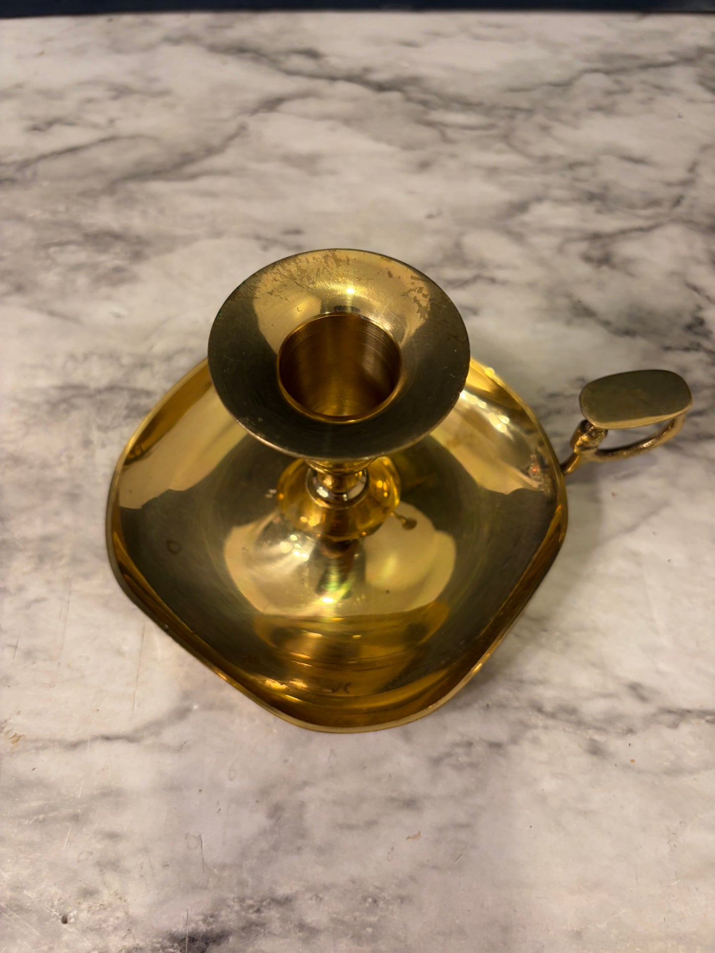 Folded Edge Brass Chamberstick Holder