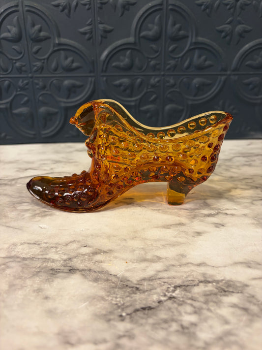Fenton Amberina Hobnail Slipper shoe