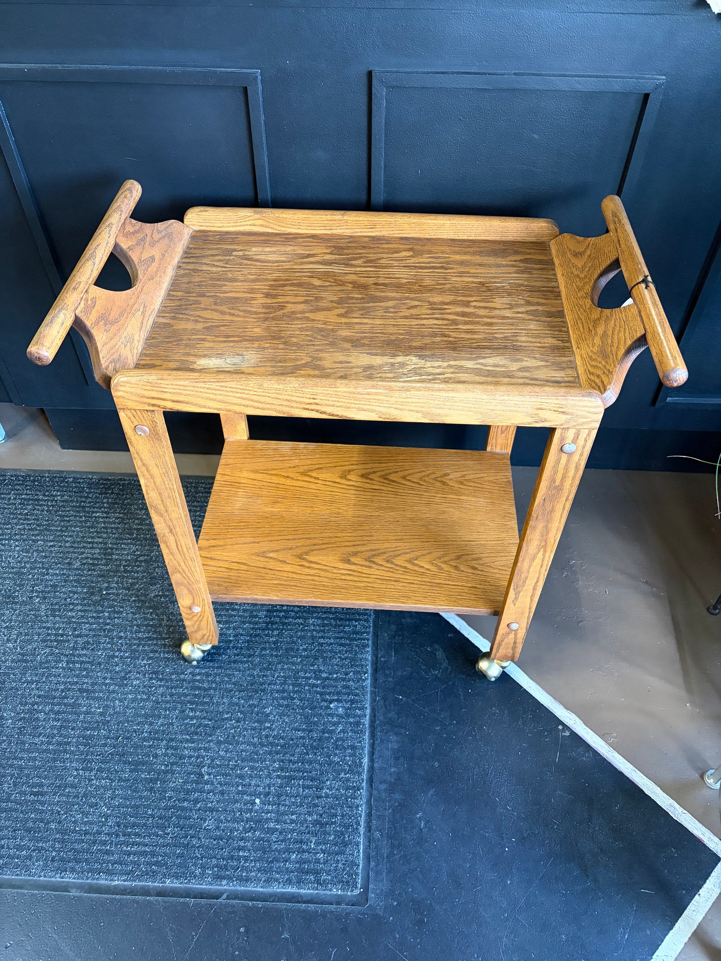 Rolling Wood Bar Cart
