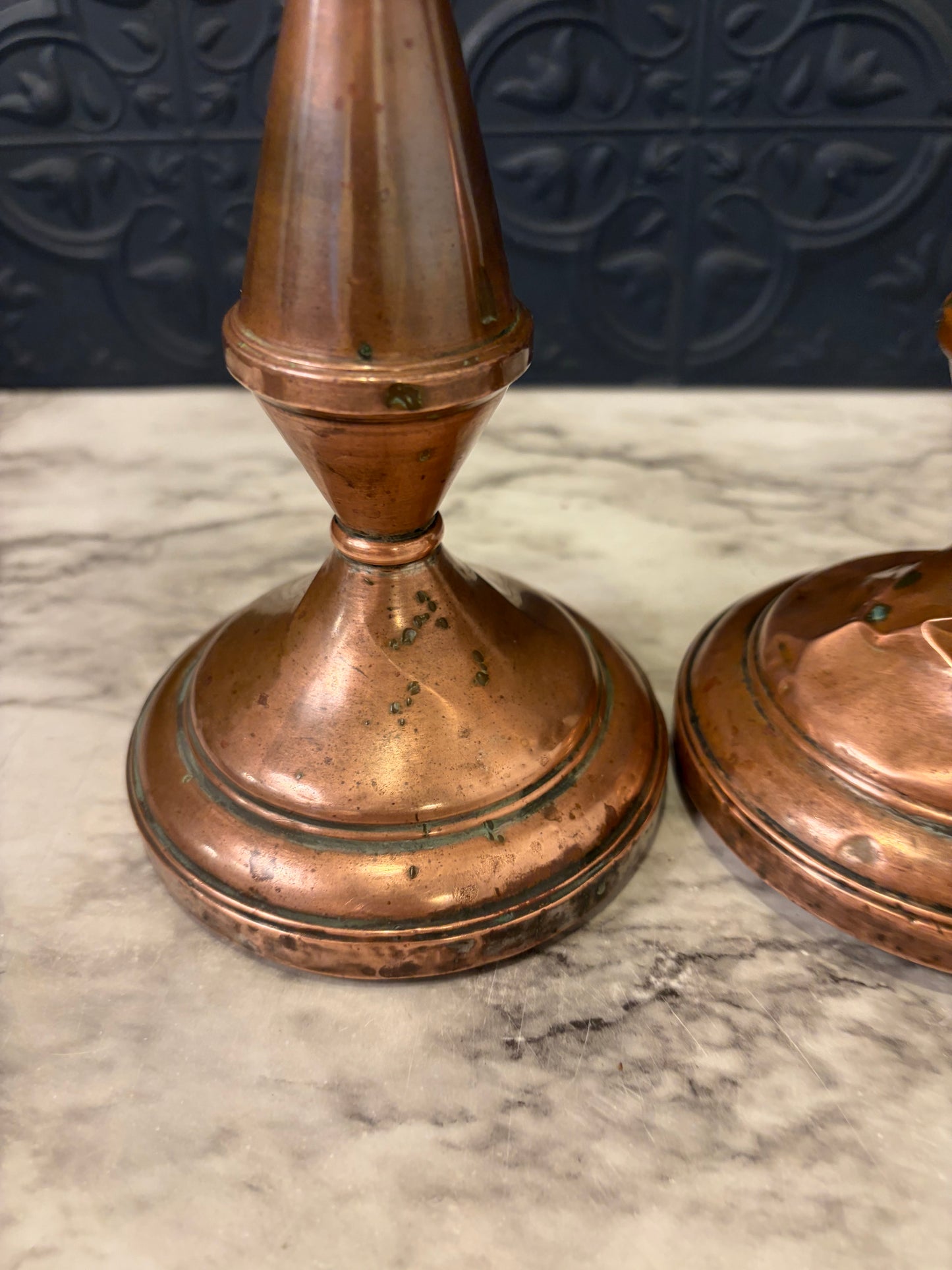Copper Candlestick Pair 9.75"