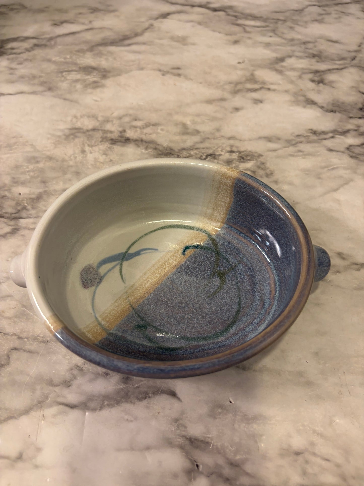 Two ToneOval Pottery Dish Blue