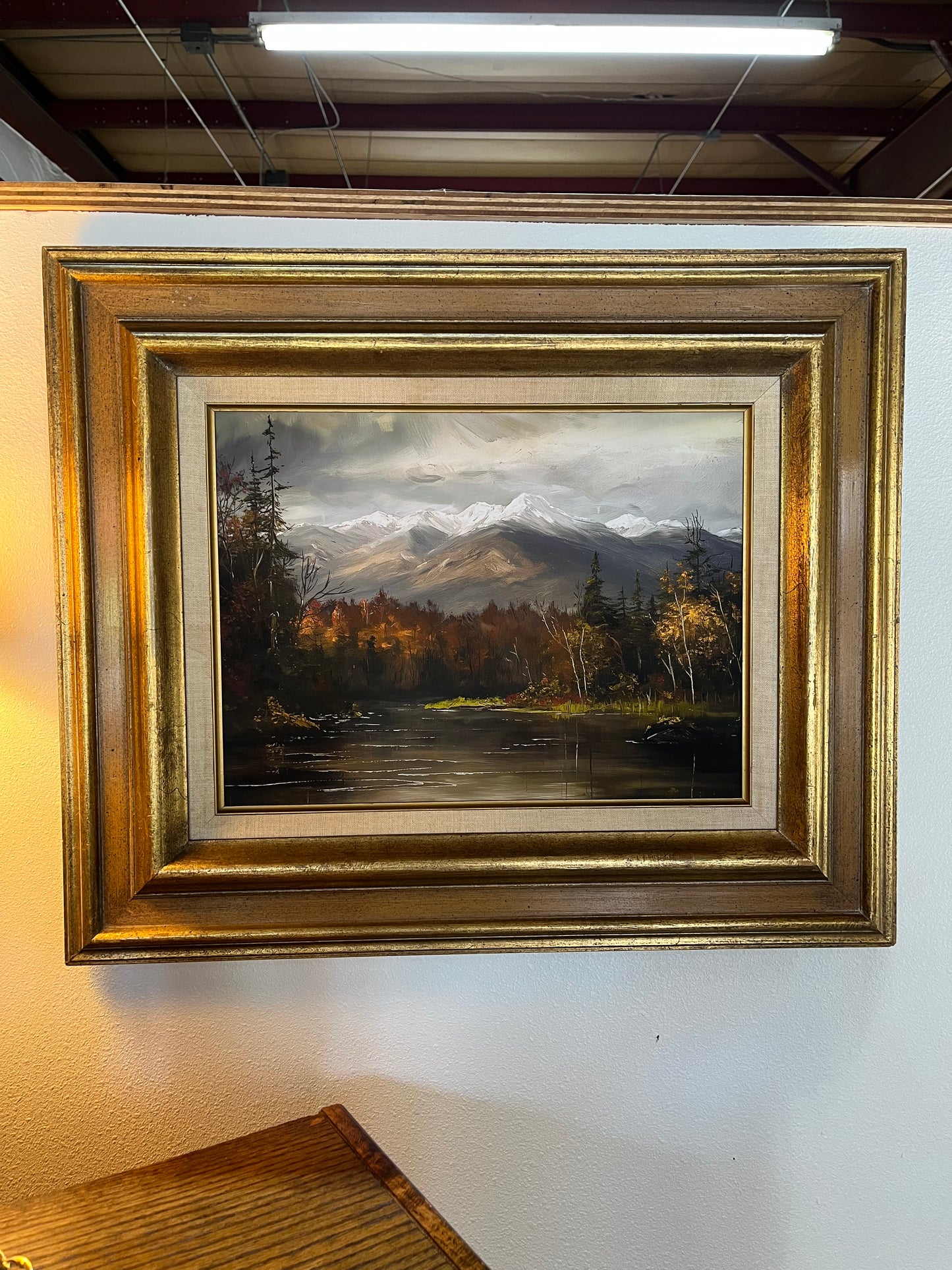 Fall Mountain Scene in Thick Gold Frame