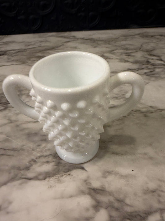 Milk Glass Hobnail Toothpick Holder