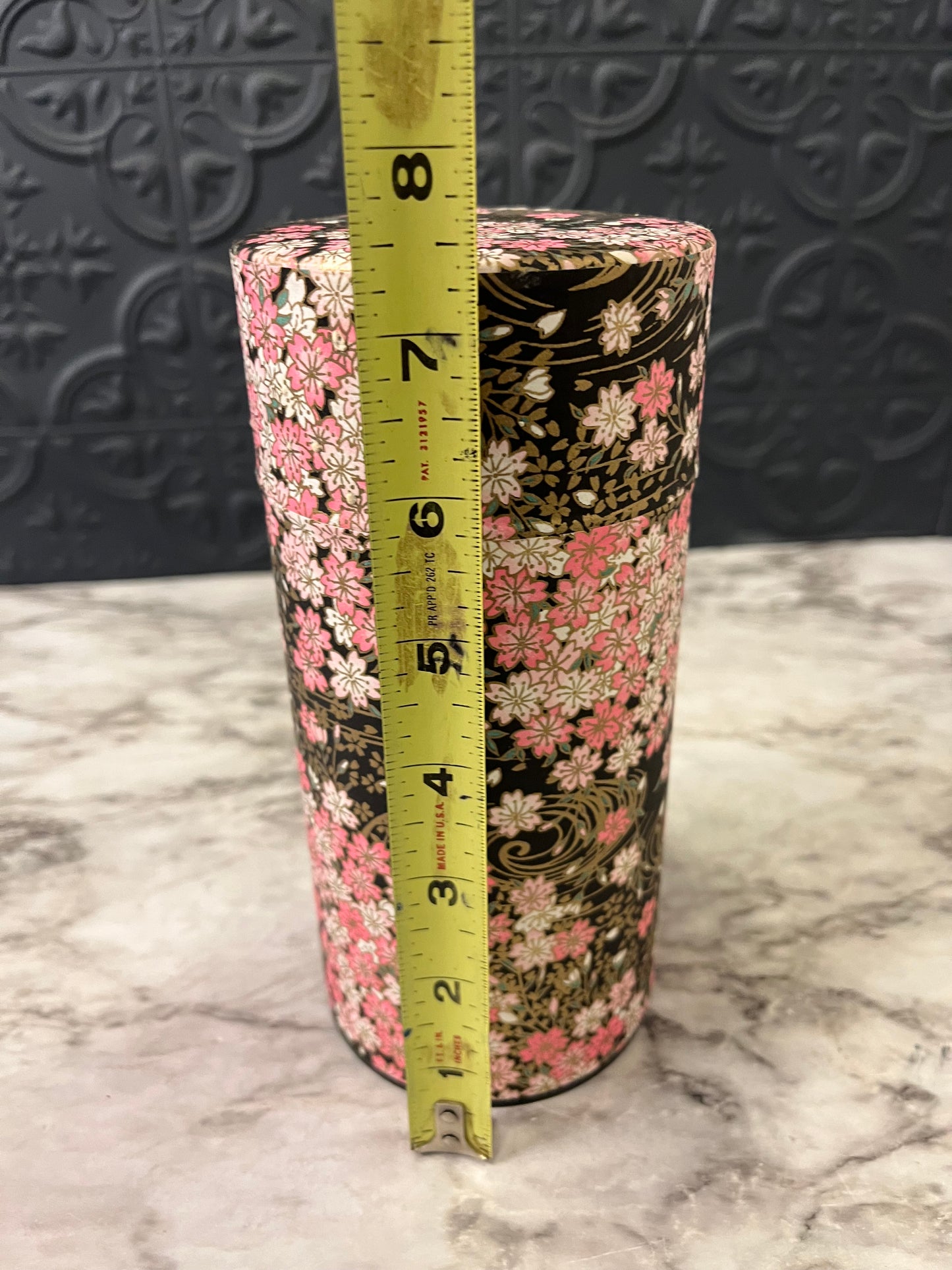 Pink and Black Floral Tea Canister
