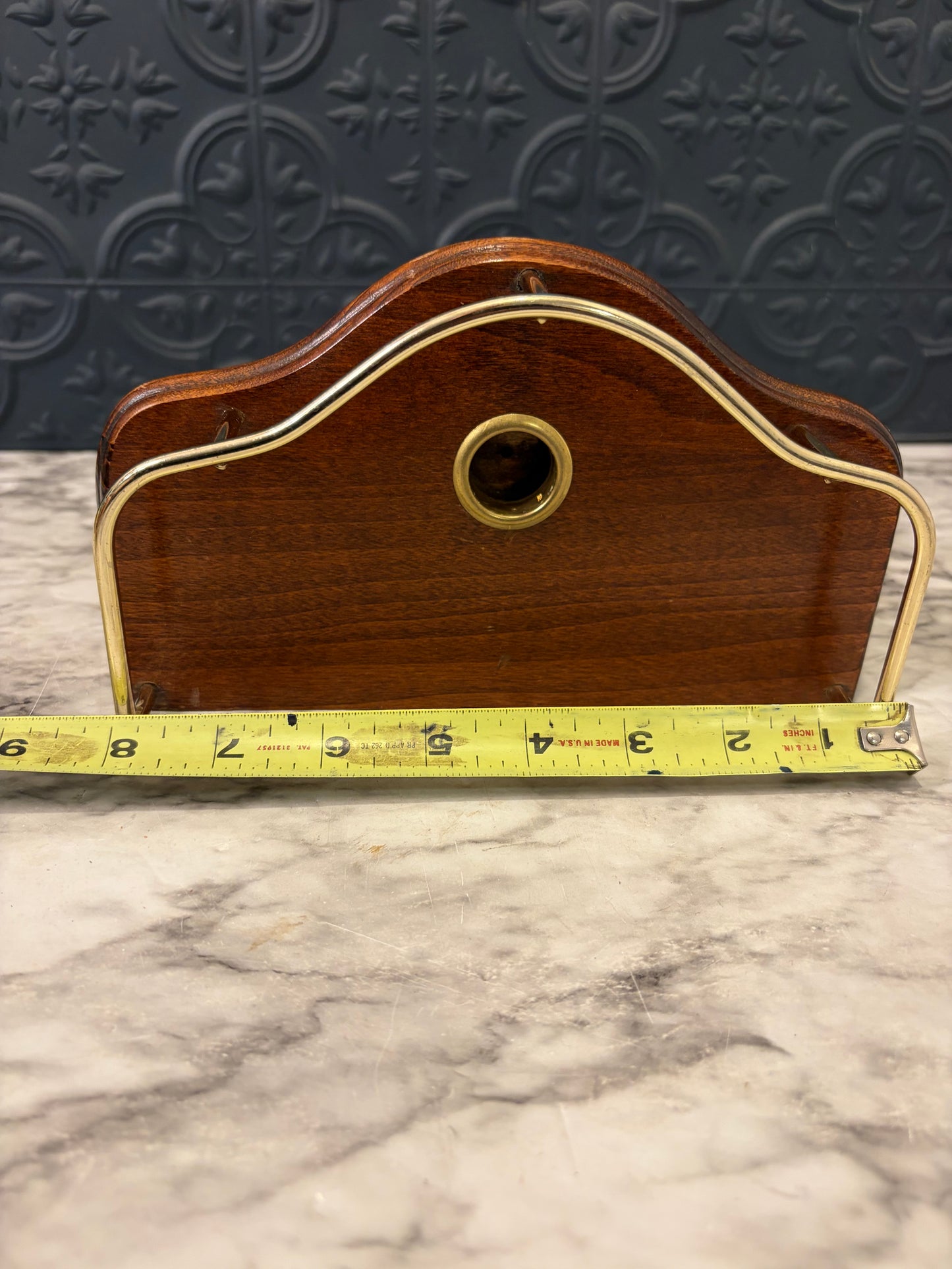 Wood Shelf/Candle Holder with Brass Detail