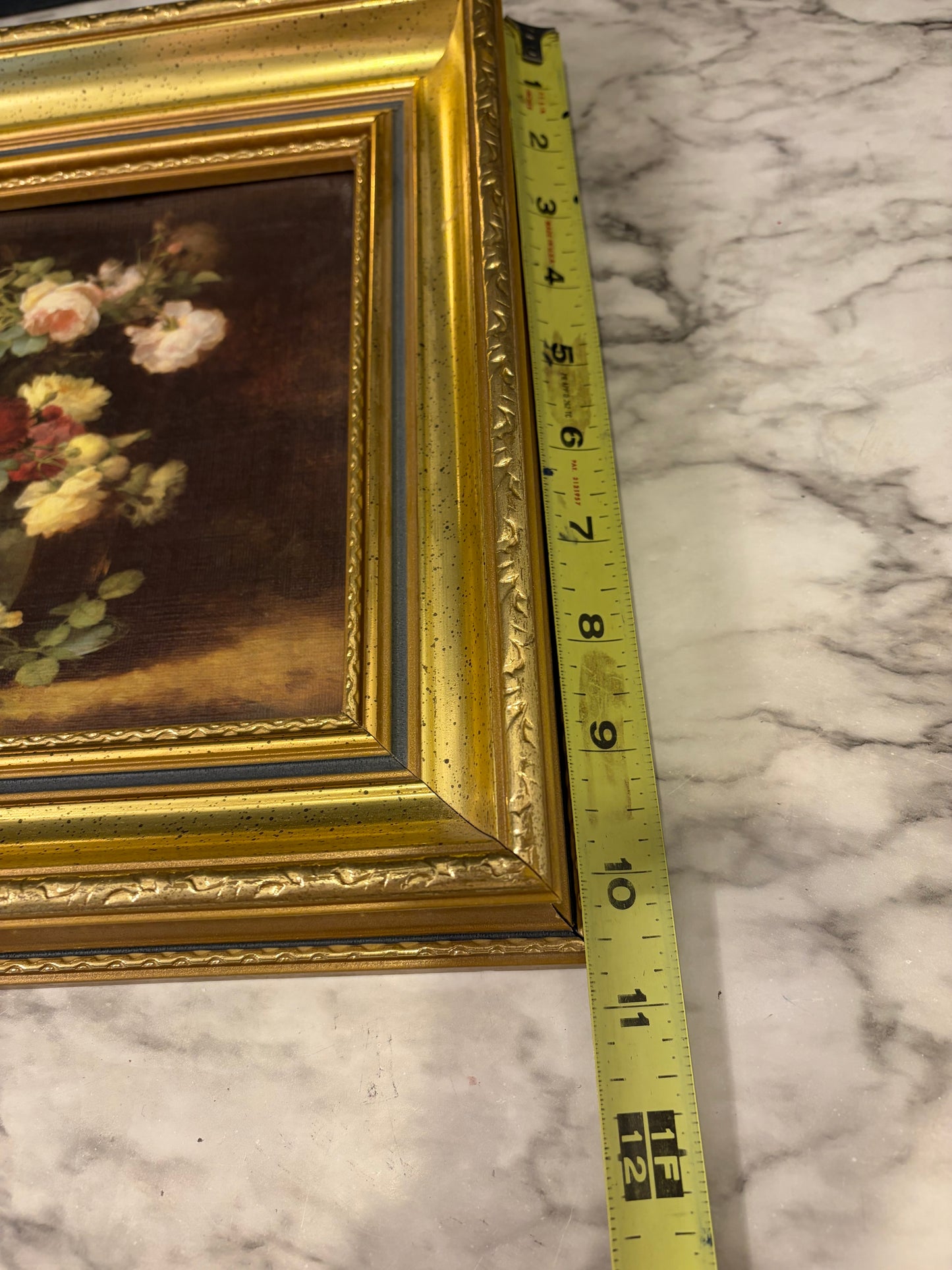 Gold Framed Floral in Blue Pot