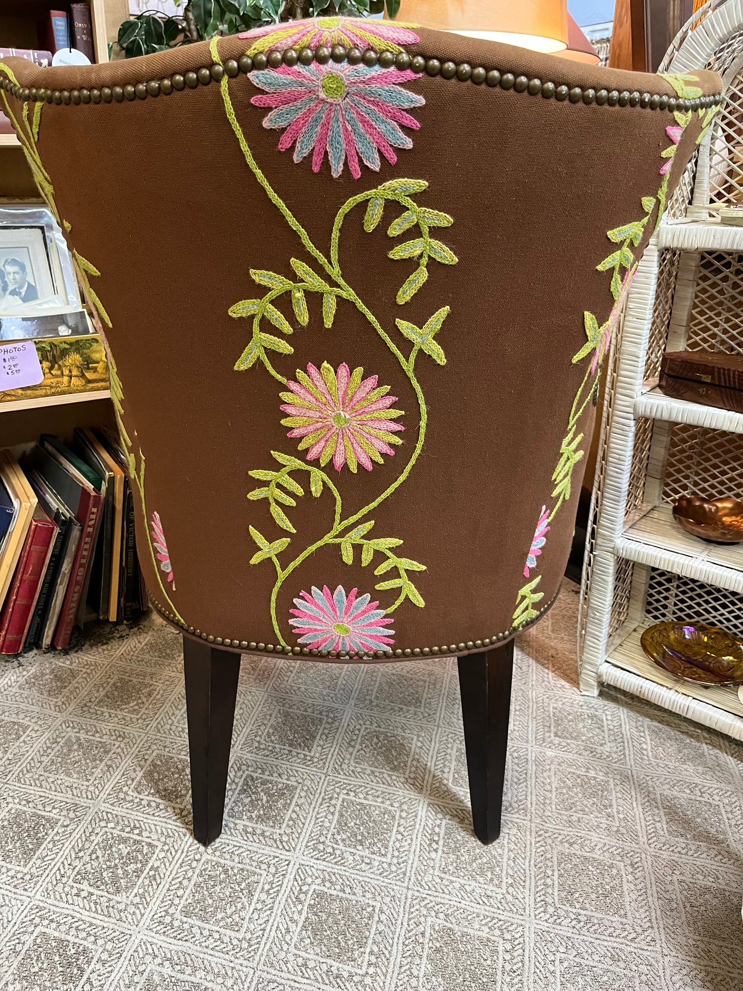 Floral Embroidered Arm Chair