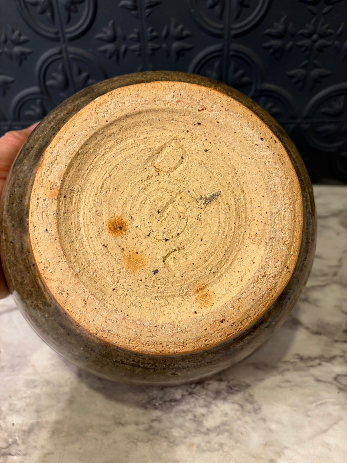 Studio Pottery Bowl 8" Greenish Brown