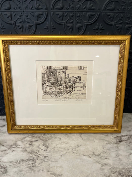 A Plain People Etching  Signed and Framed