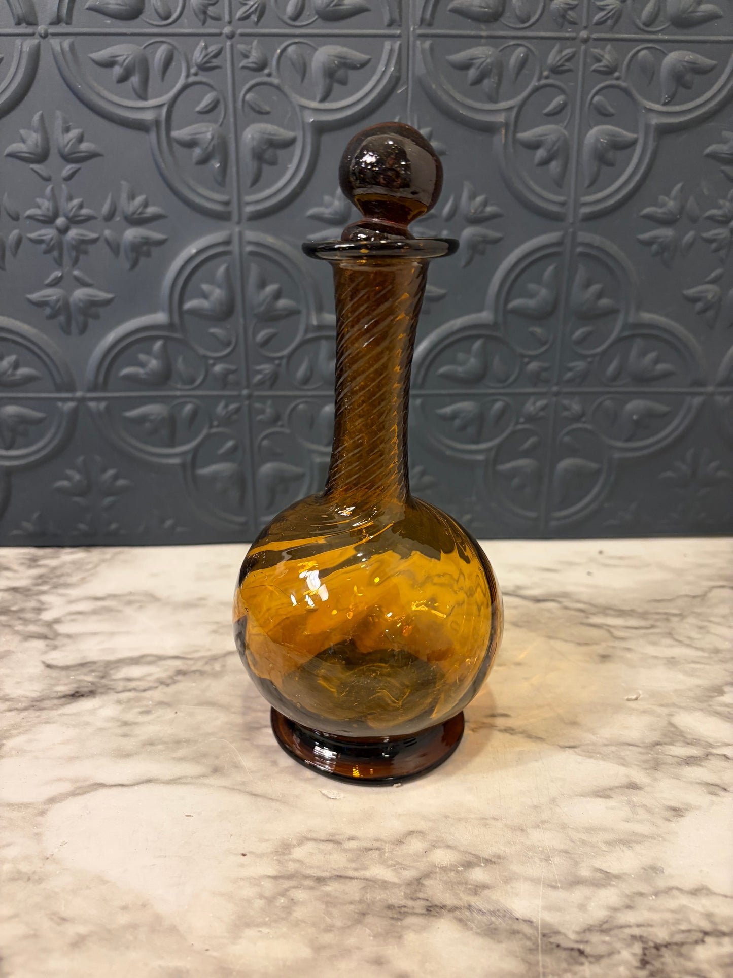 Small Amber Genie Bottle with Stopper