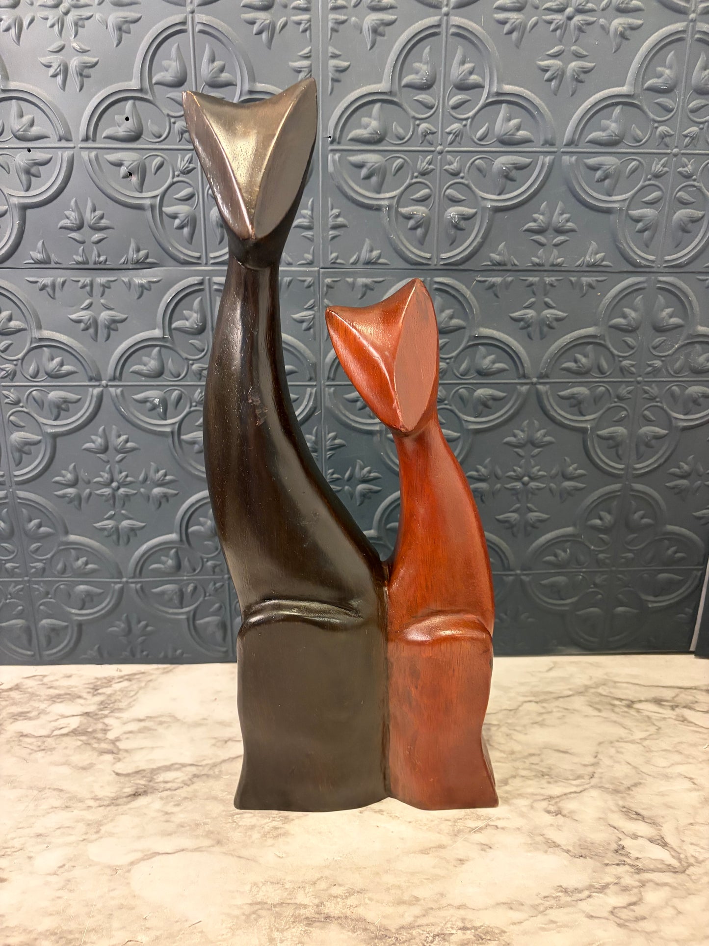 Dark and Light Wood Mid Century Style Cats