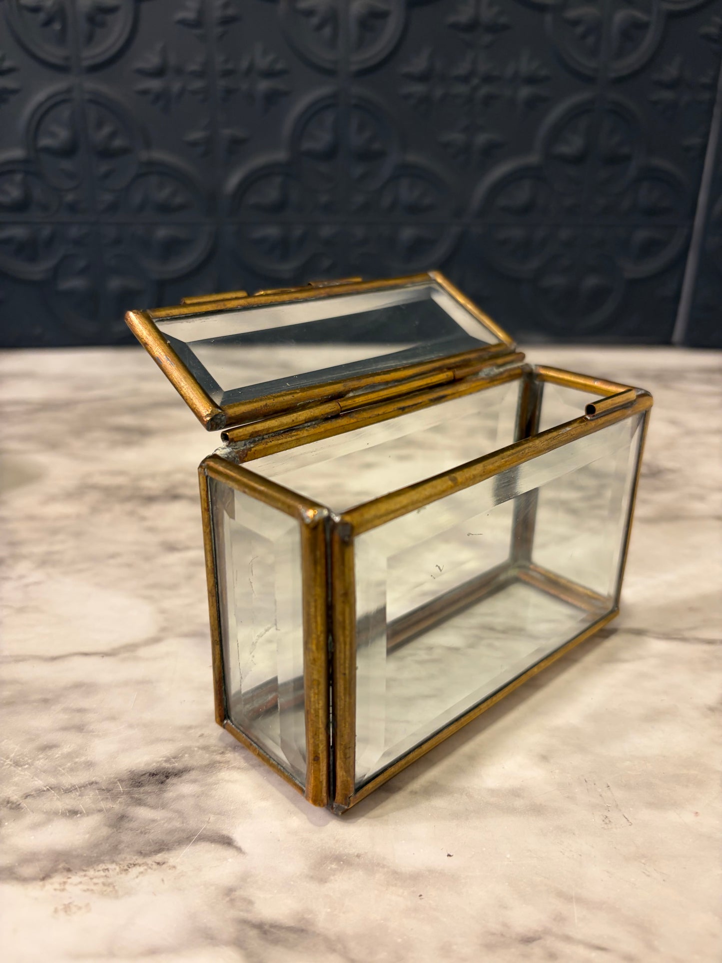 Brass and Glass Thin Rectangle Box