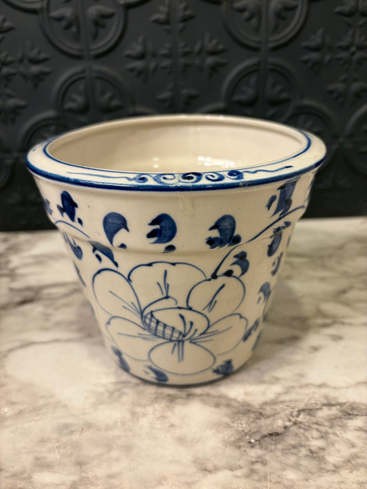 Hand Painted Blue and White Pot