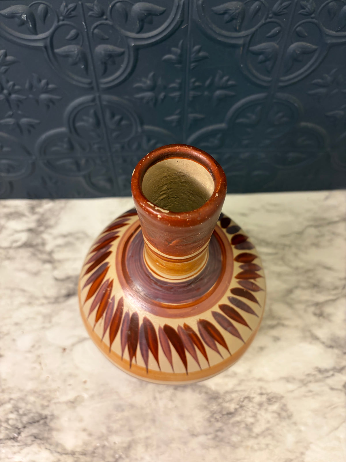 Vintage Tonala Mexican Ceramic Vase Tan