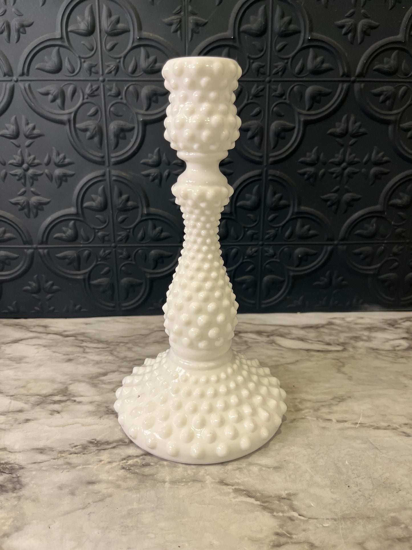 Fenton Milk Glass hobnail Candle Holder Lg