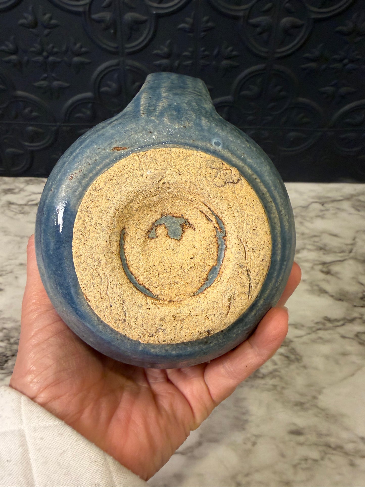 Small Studio Pottery Blue Pitcher
