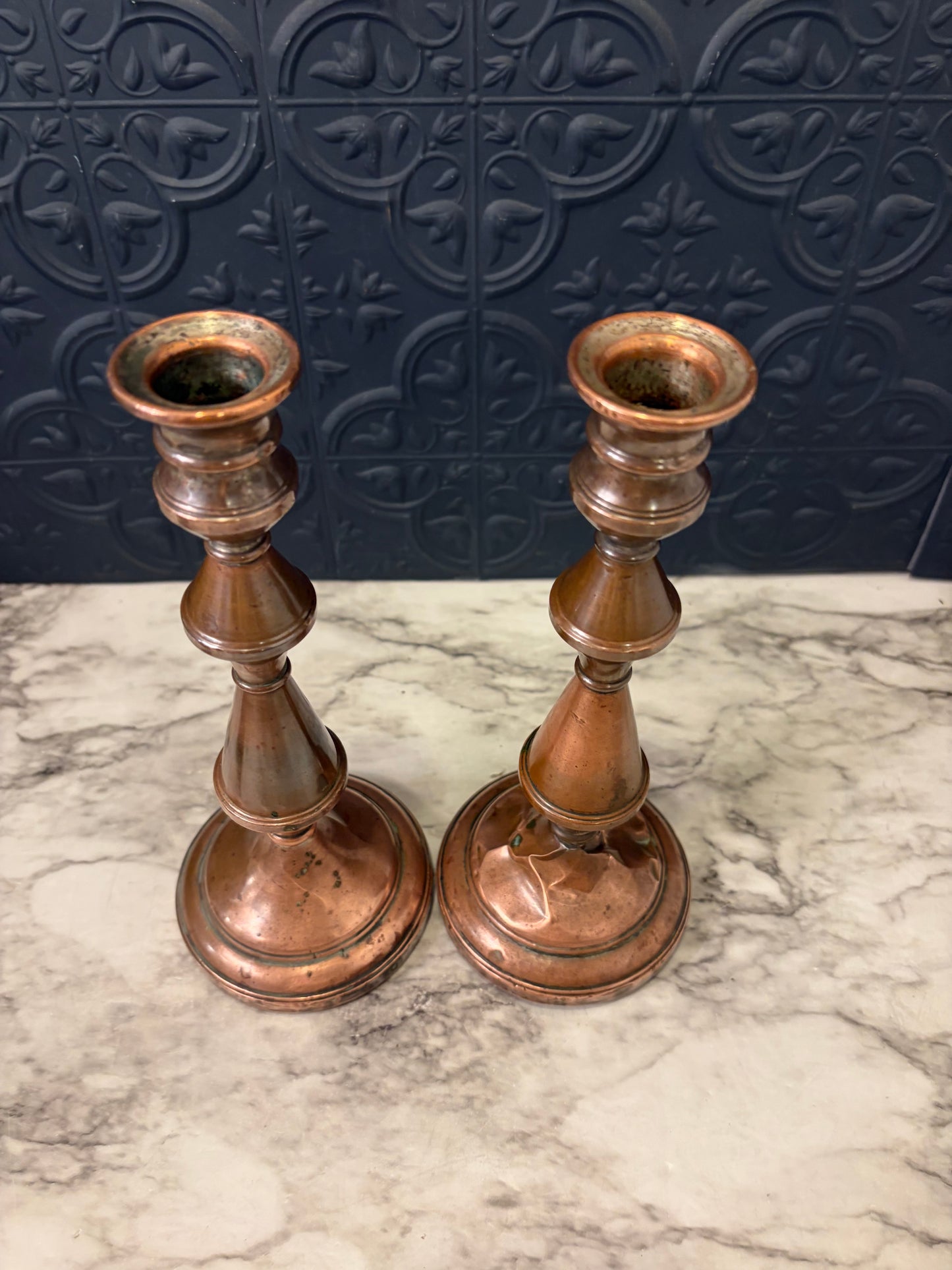Copper Candlestick Pair 9.75"