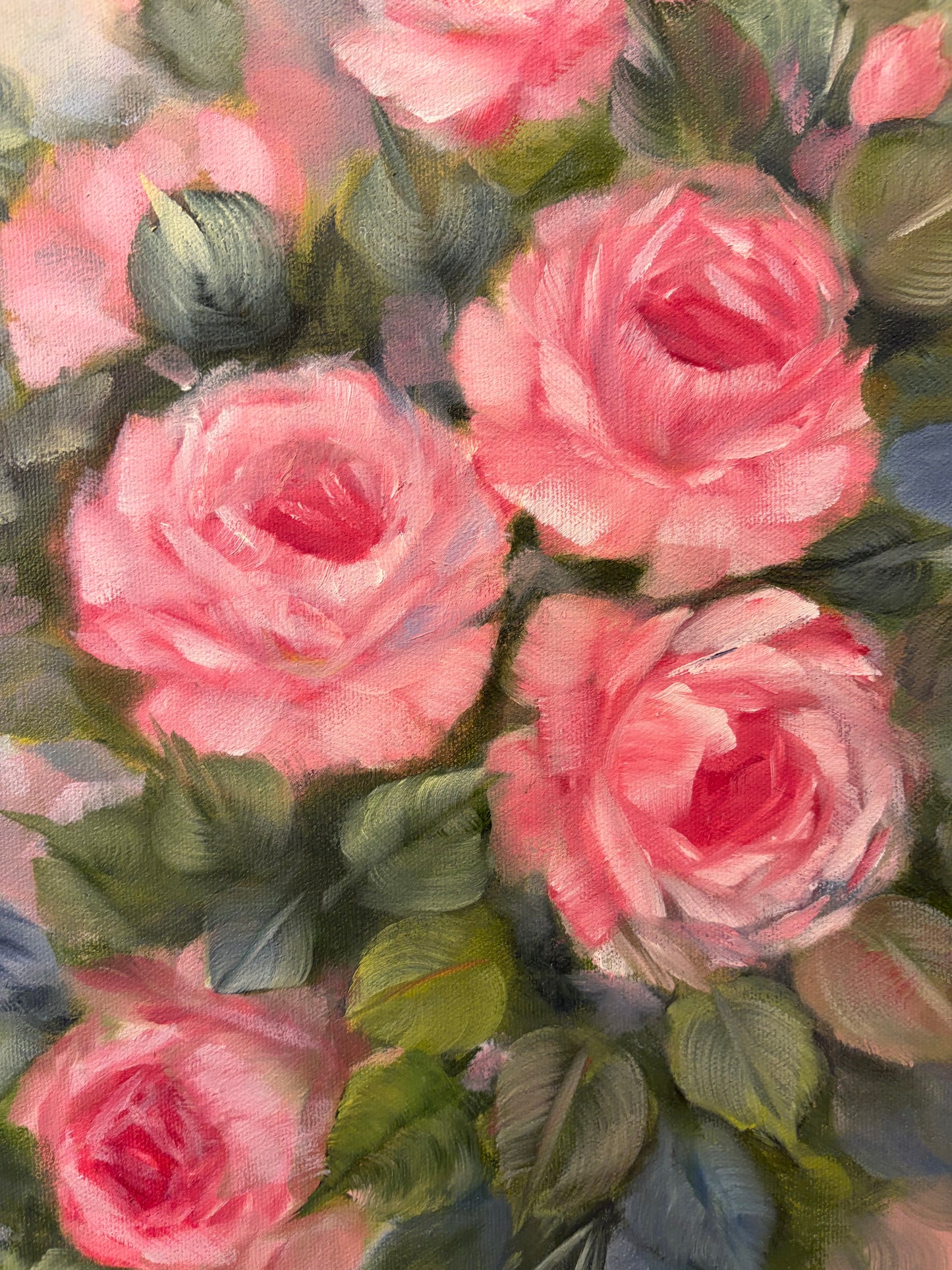 Pink Rose Painting Signed Thompson 94
