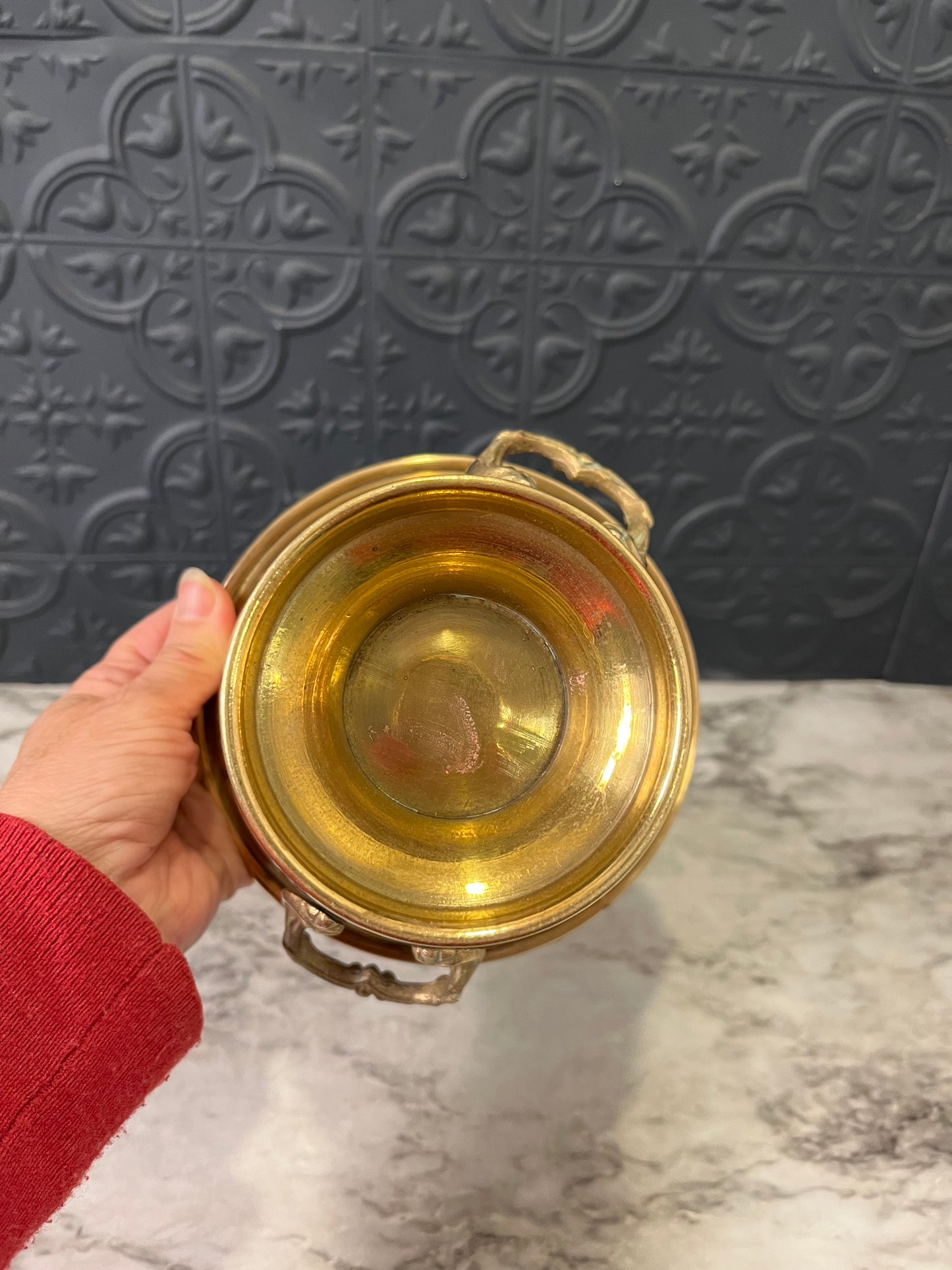 Brass Trophy Pot with Handles 5"