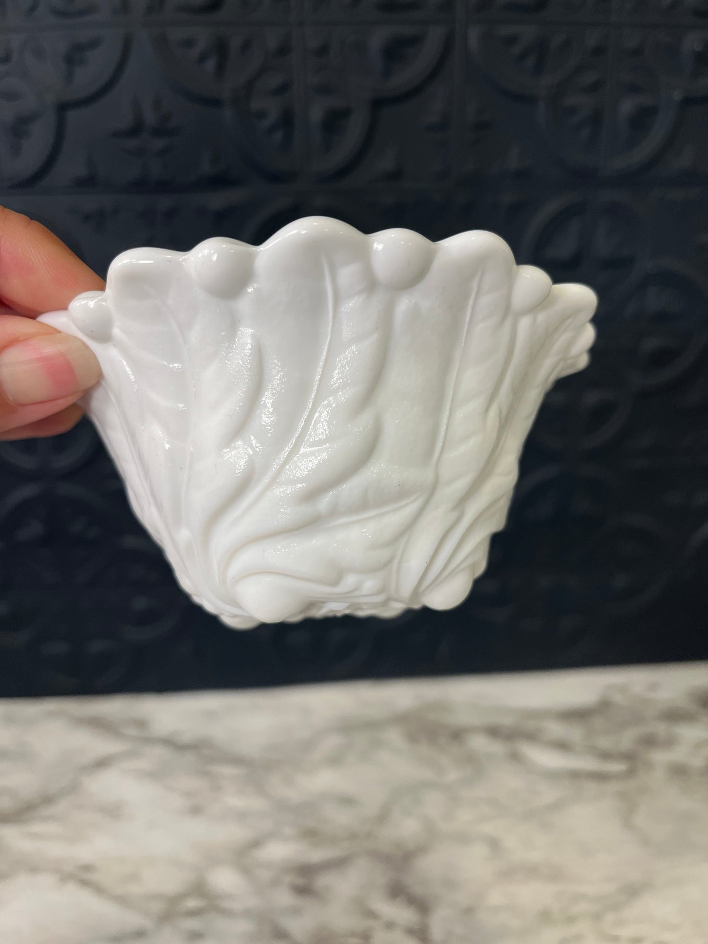 Indiana Milk Glass Leaf Bowl