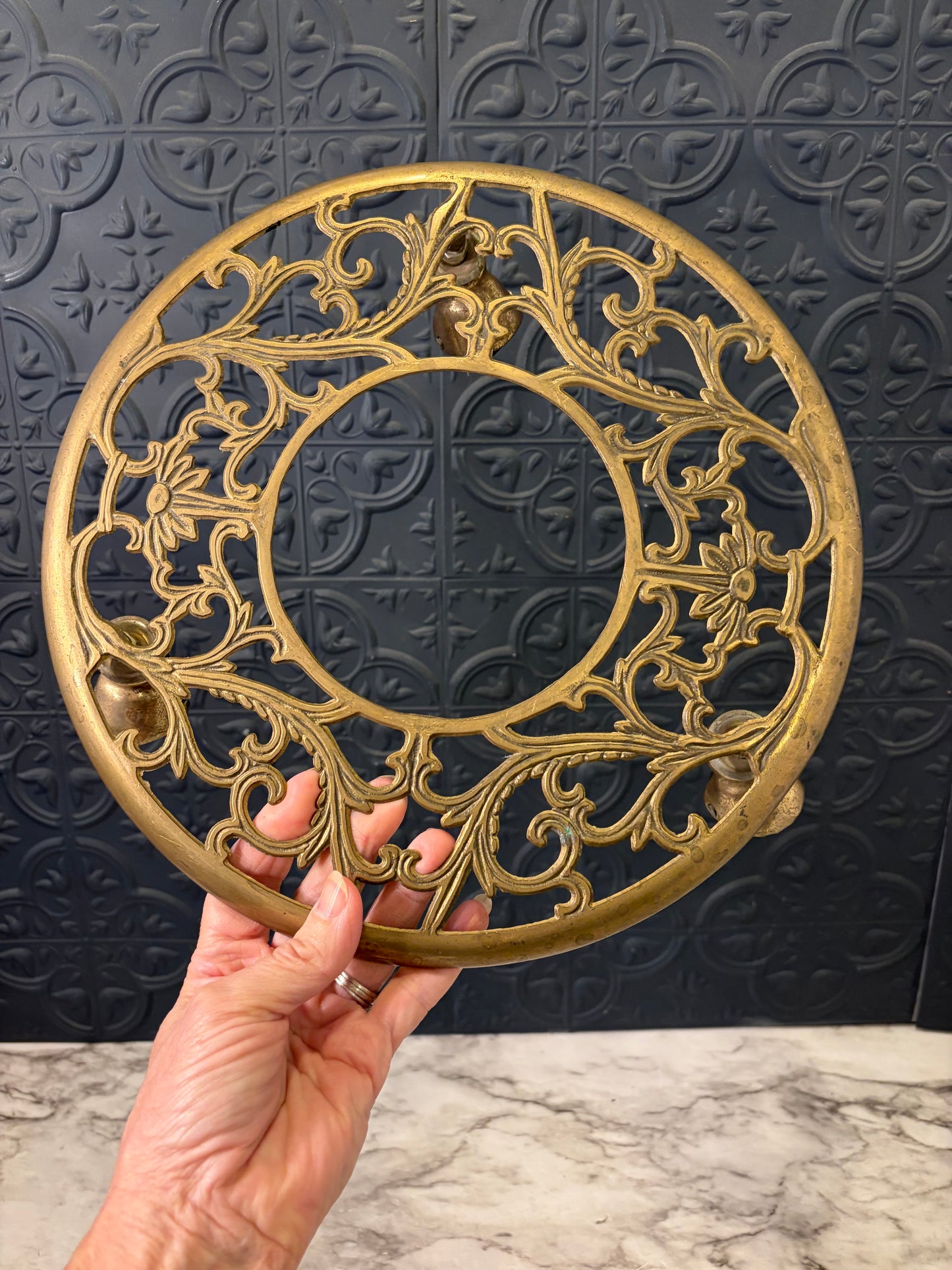 Rolling Brass Plant Stand 11"