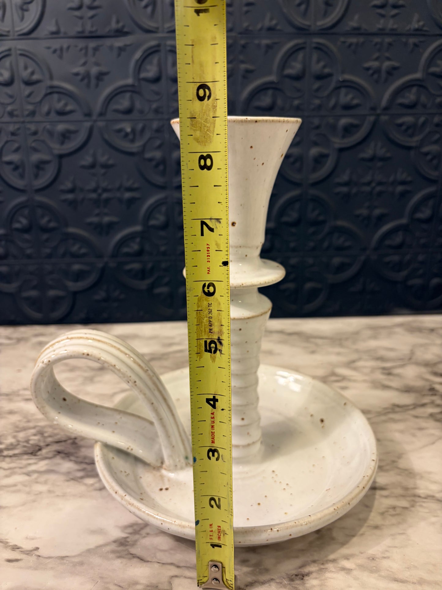 Tyner White Pottery Chamberstick Holder