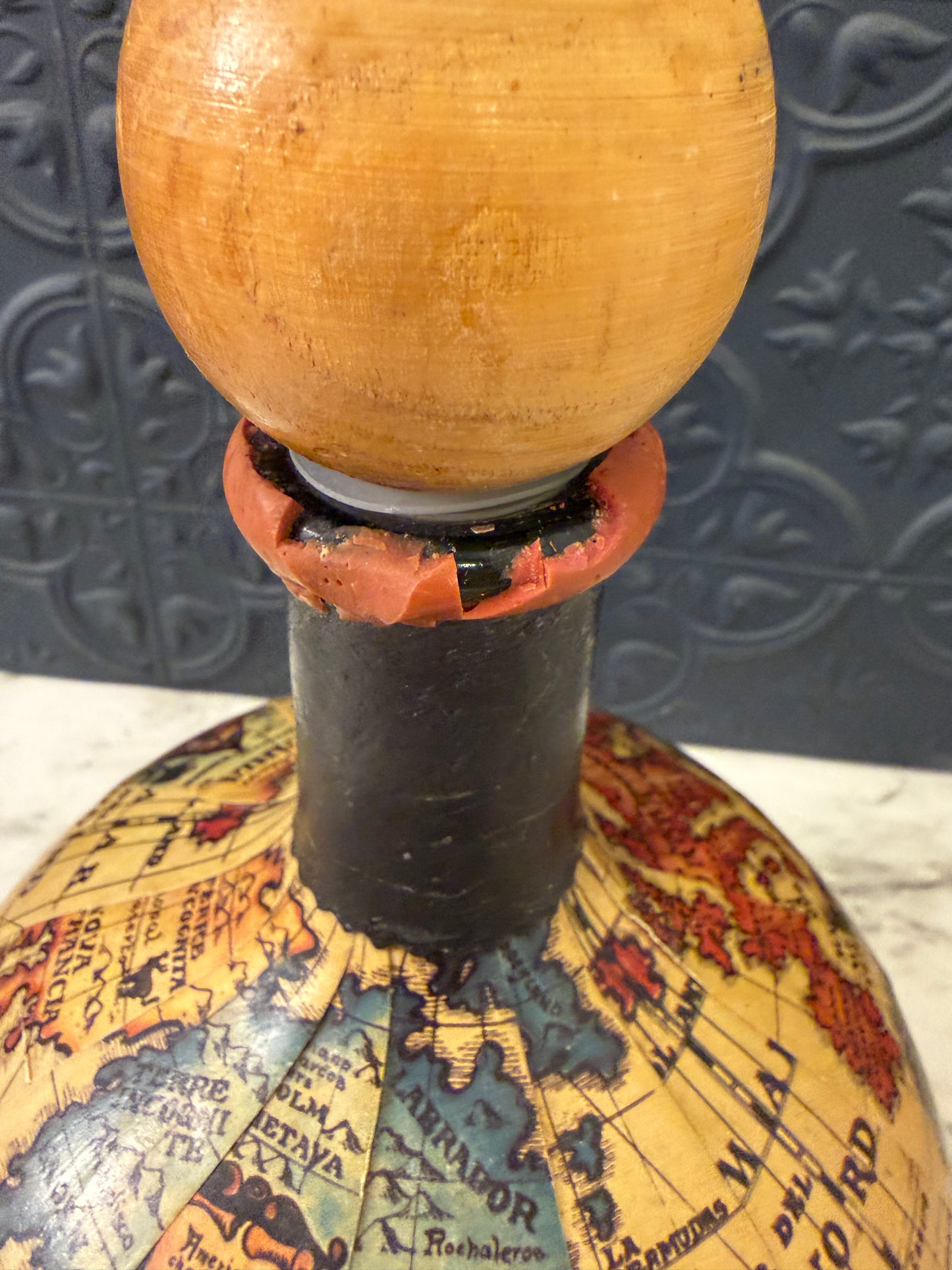 Wrapped Glass Decanter with Round Stopper AS IS