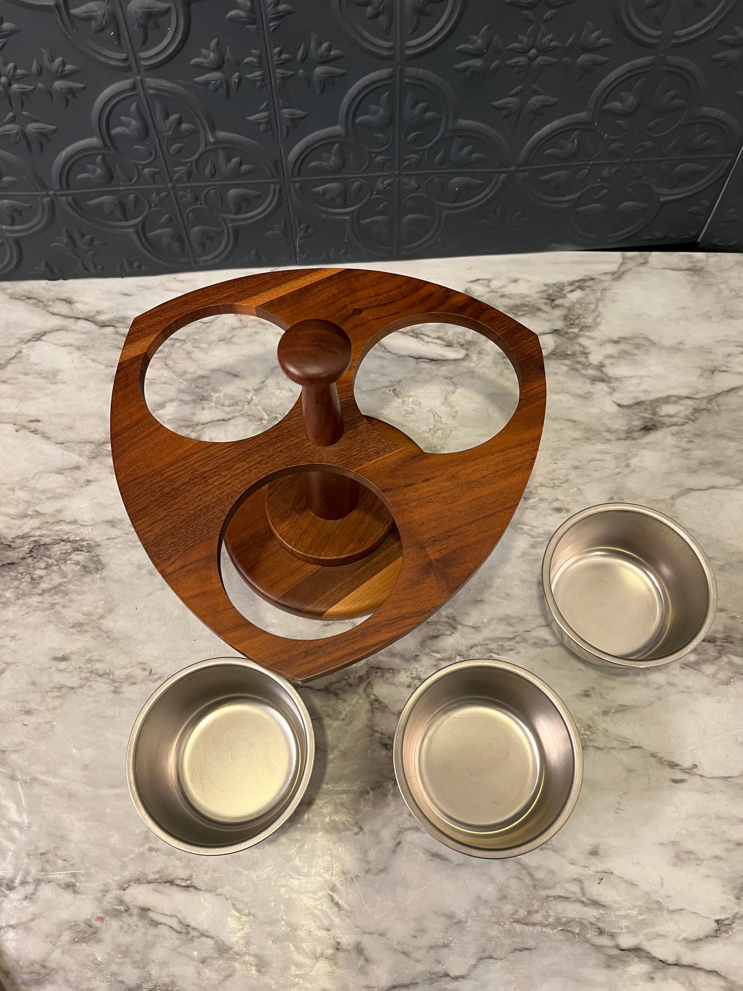 Mid Century Walnut Condiment server