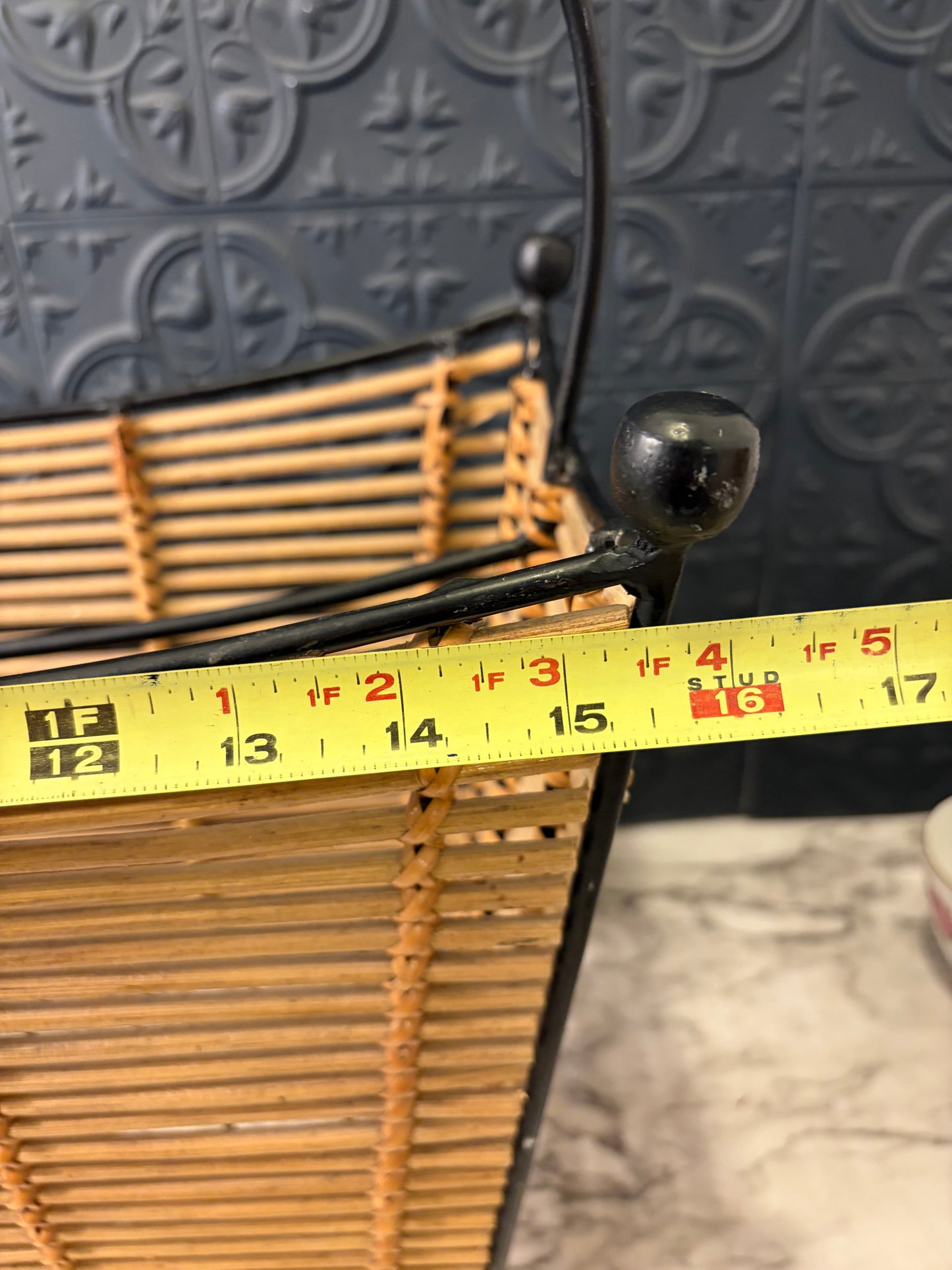 Bamboo and Wrought Iron Magazine Rack