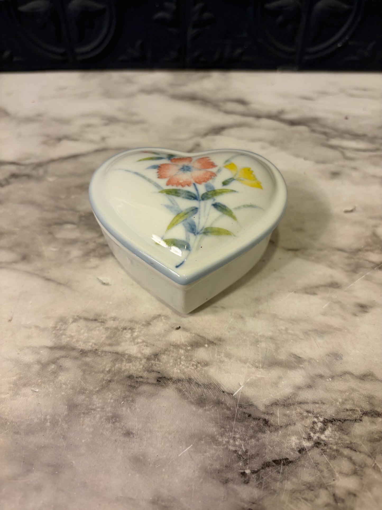 Porcelain Heart box with Flower