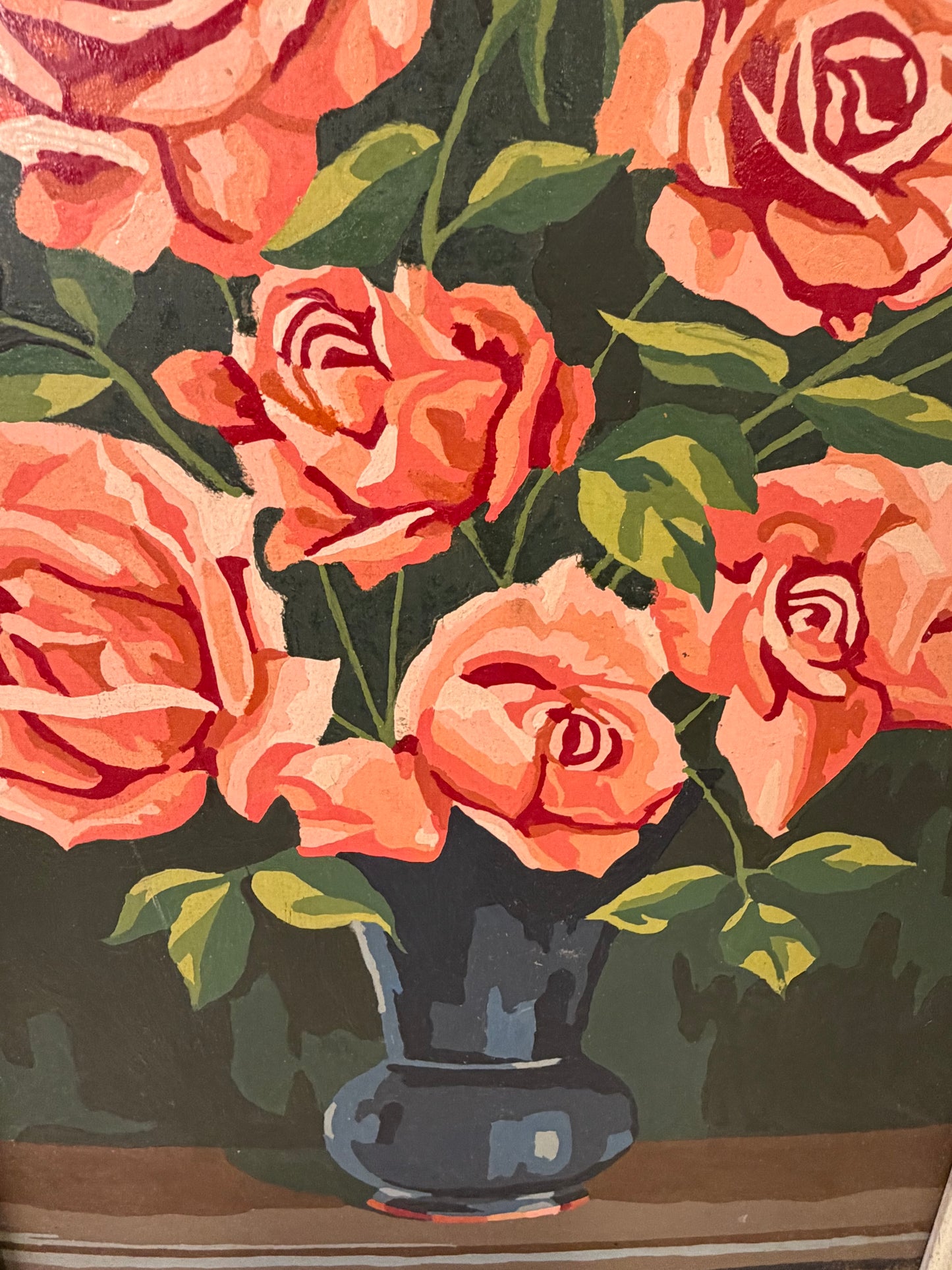 Vintage Paint by Number of Roses  Framed