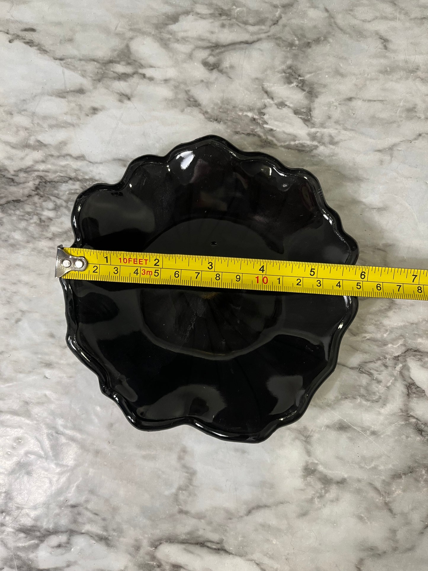 Black Glass Floral Trinket Dish