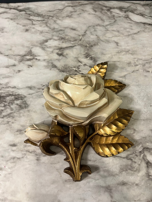 Homco Cream and Gold Rose Wall hanging