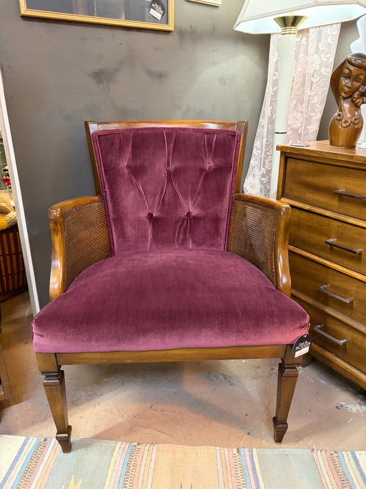 Purple Velvet Chair with Cane