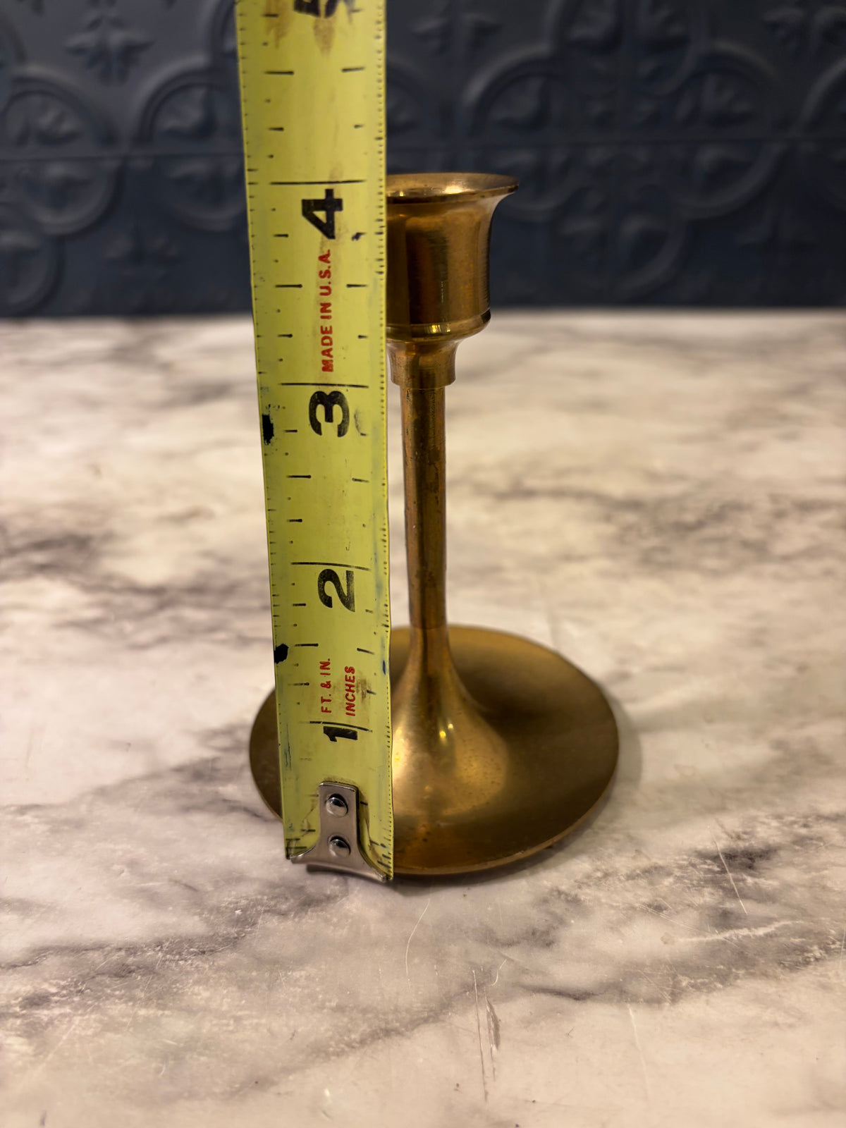 4" Skinny Brass Candle Holder