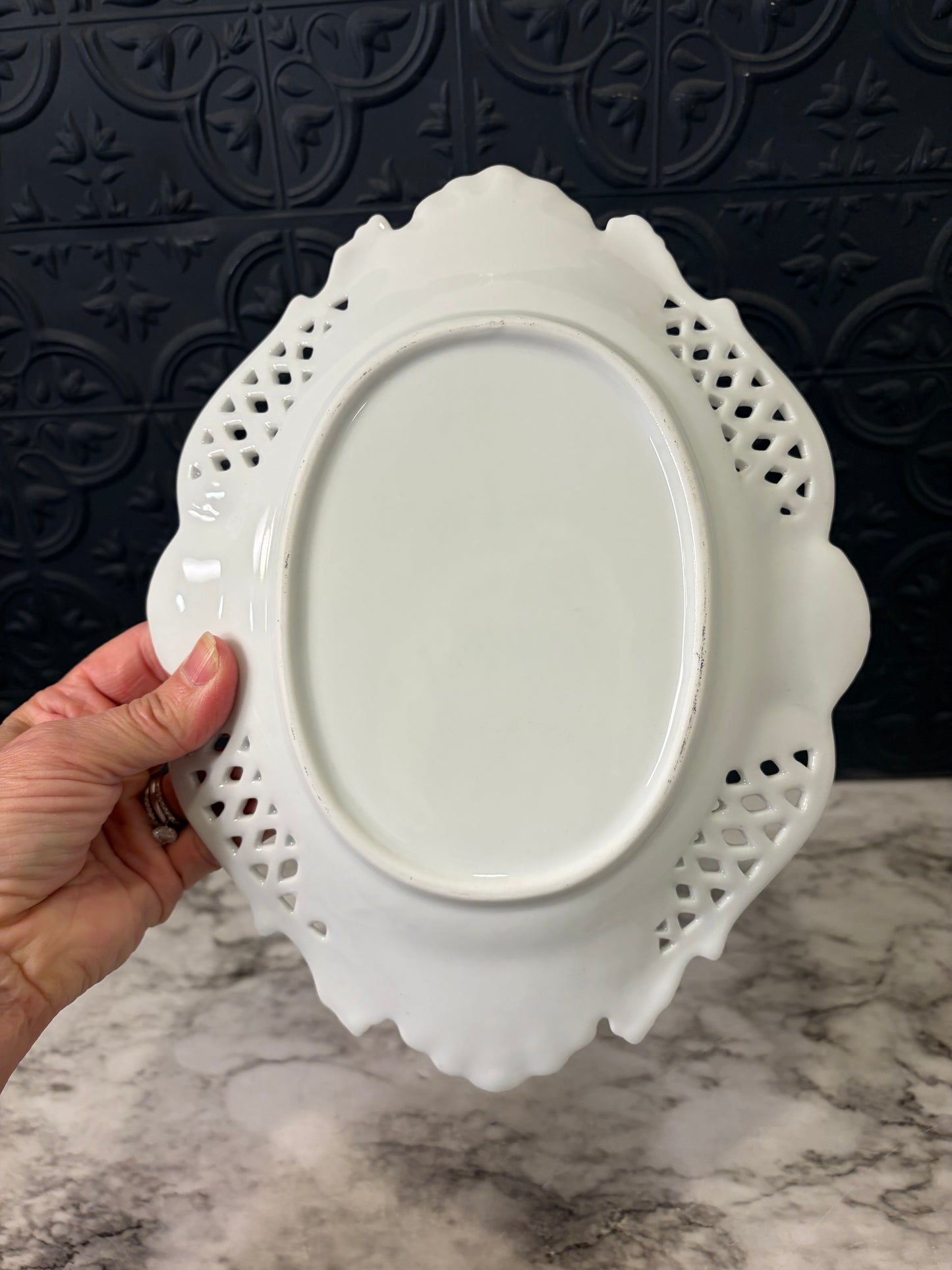 Oval Milkglass Twos Company Tray