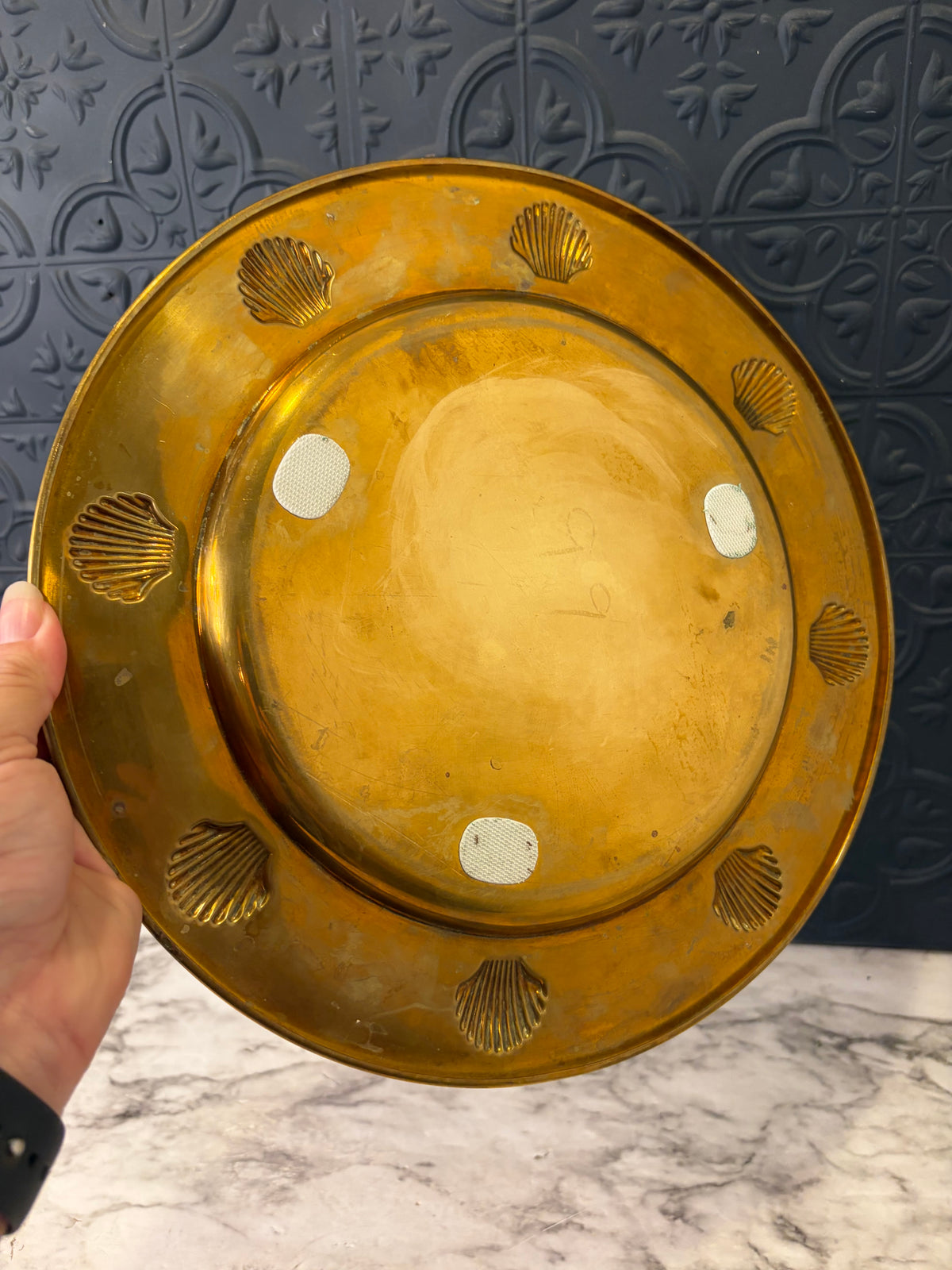 12" Brass Tray with Shells