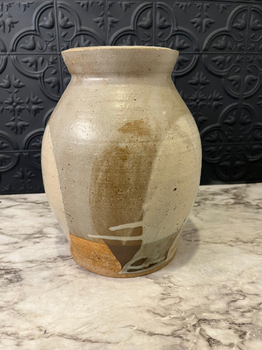 Grey Multicolored Pottery Vase 8.5