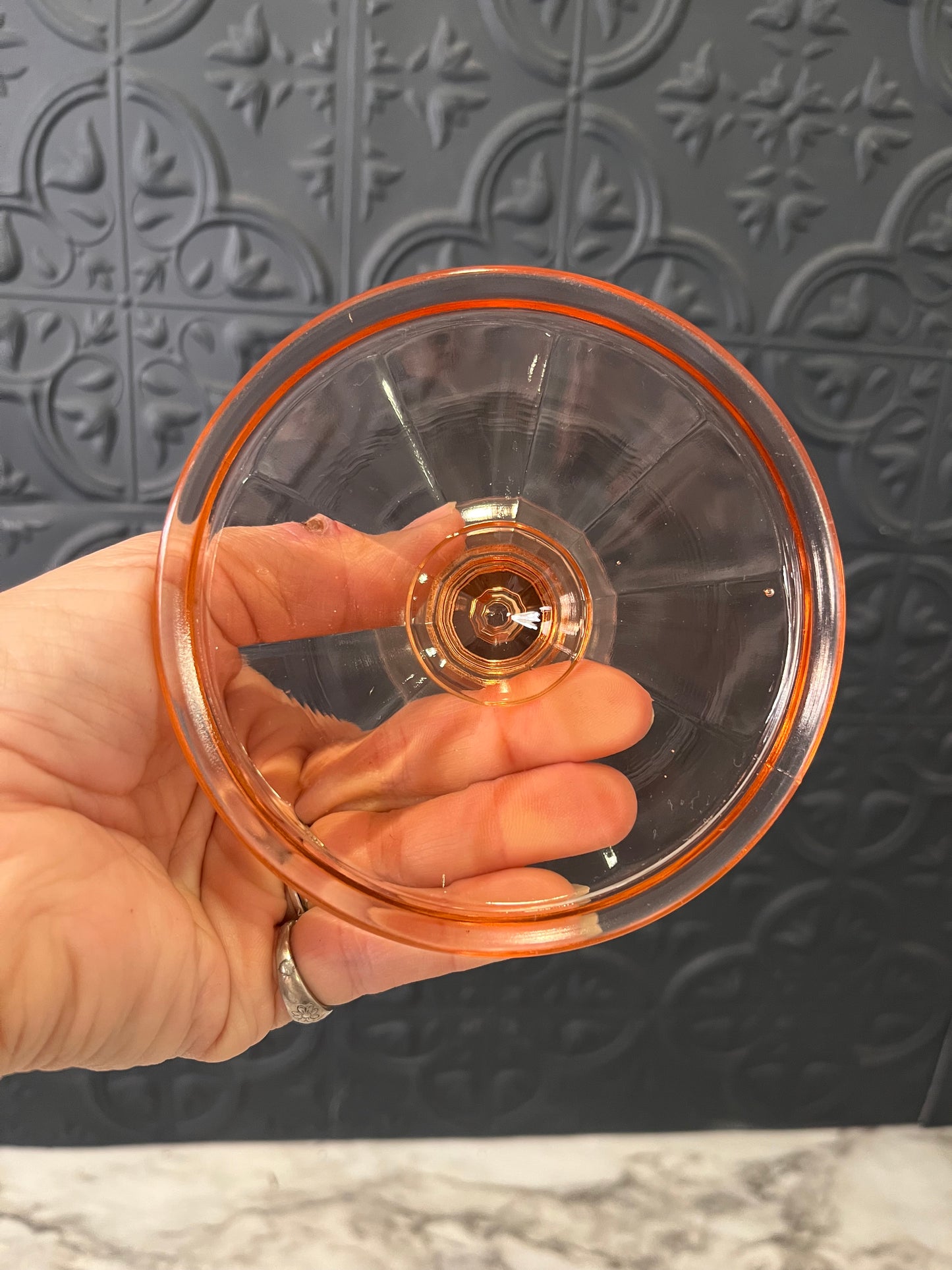 Pink Glass Candle Holders with Round Base Set of2