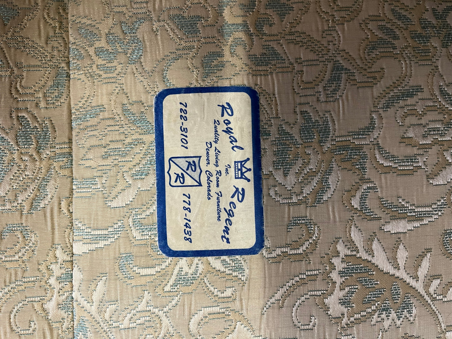 Cane Chair with Blue Floral Fabric