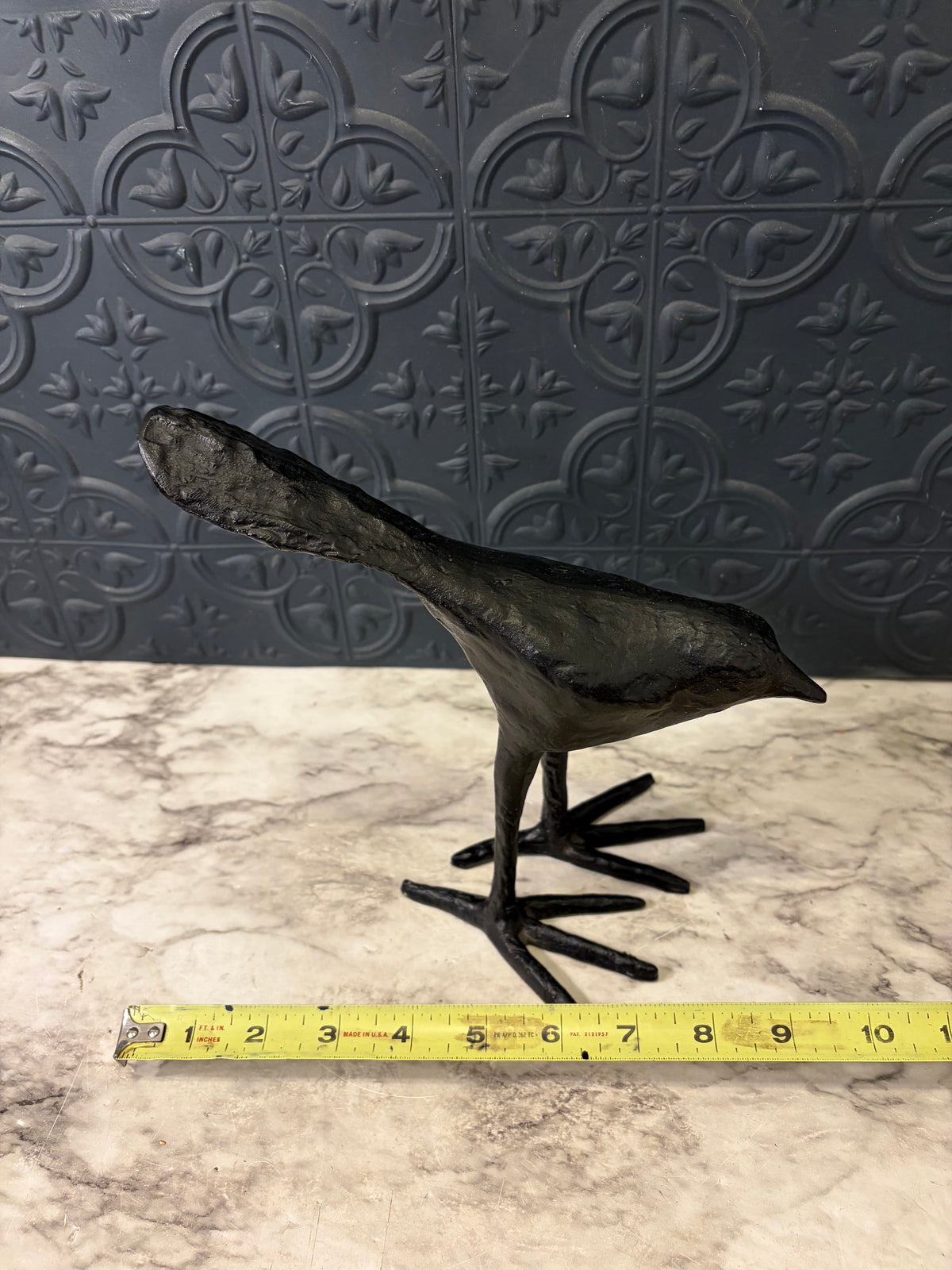 Cast Iron Black Bird with Long Legs