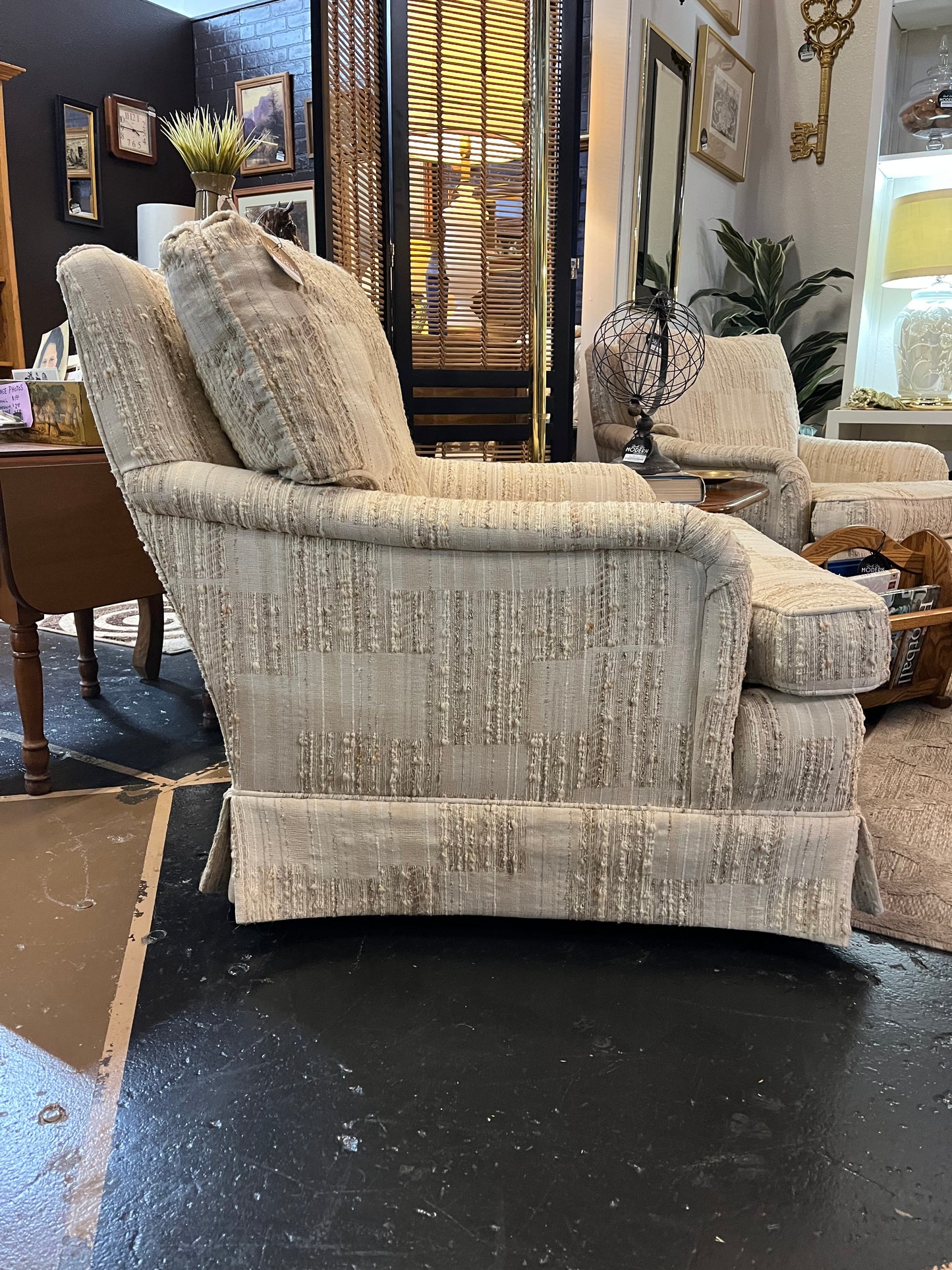 Vintage Cream Textured Arm Chair