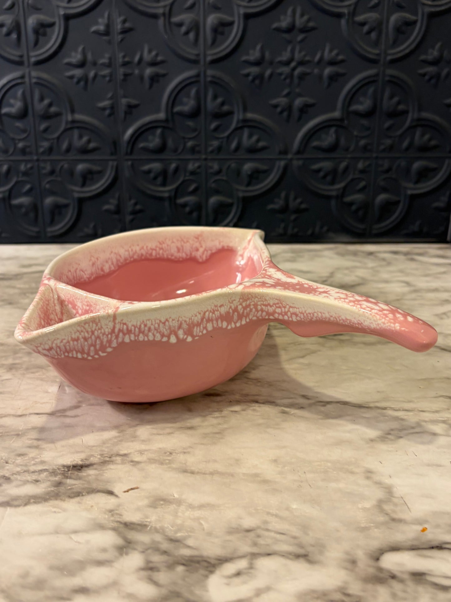 Pink and White Gravy Boat