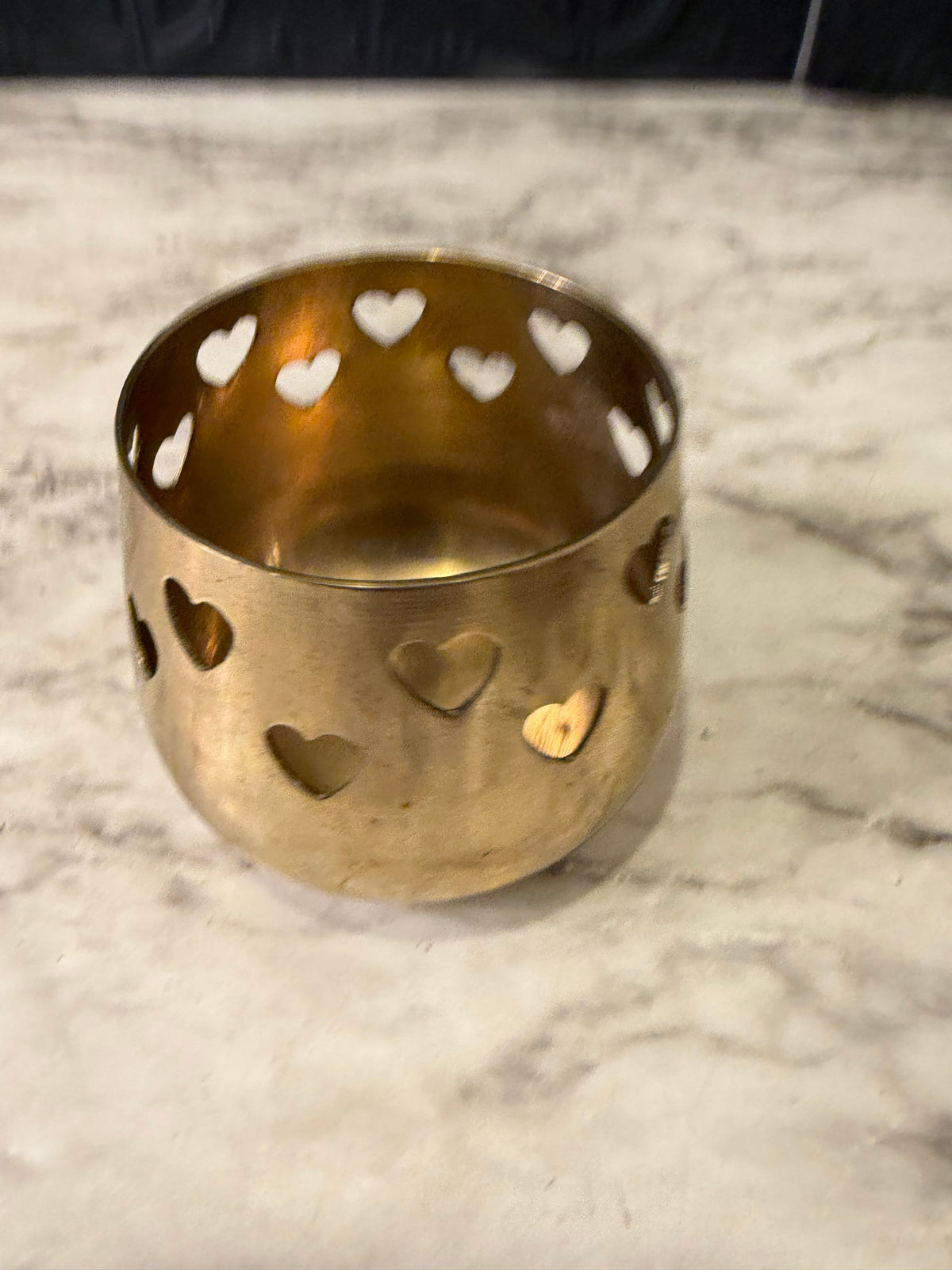 Brass Votive Holder with Heart Cutouts