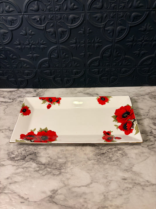 Gracie Red and White Poppy Tray