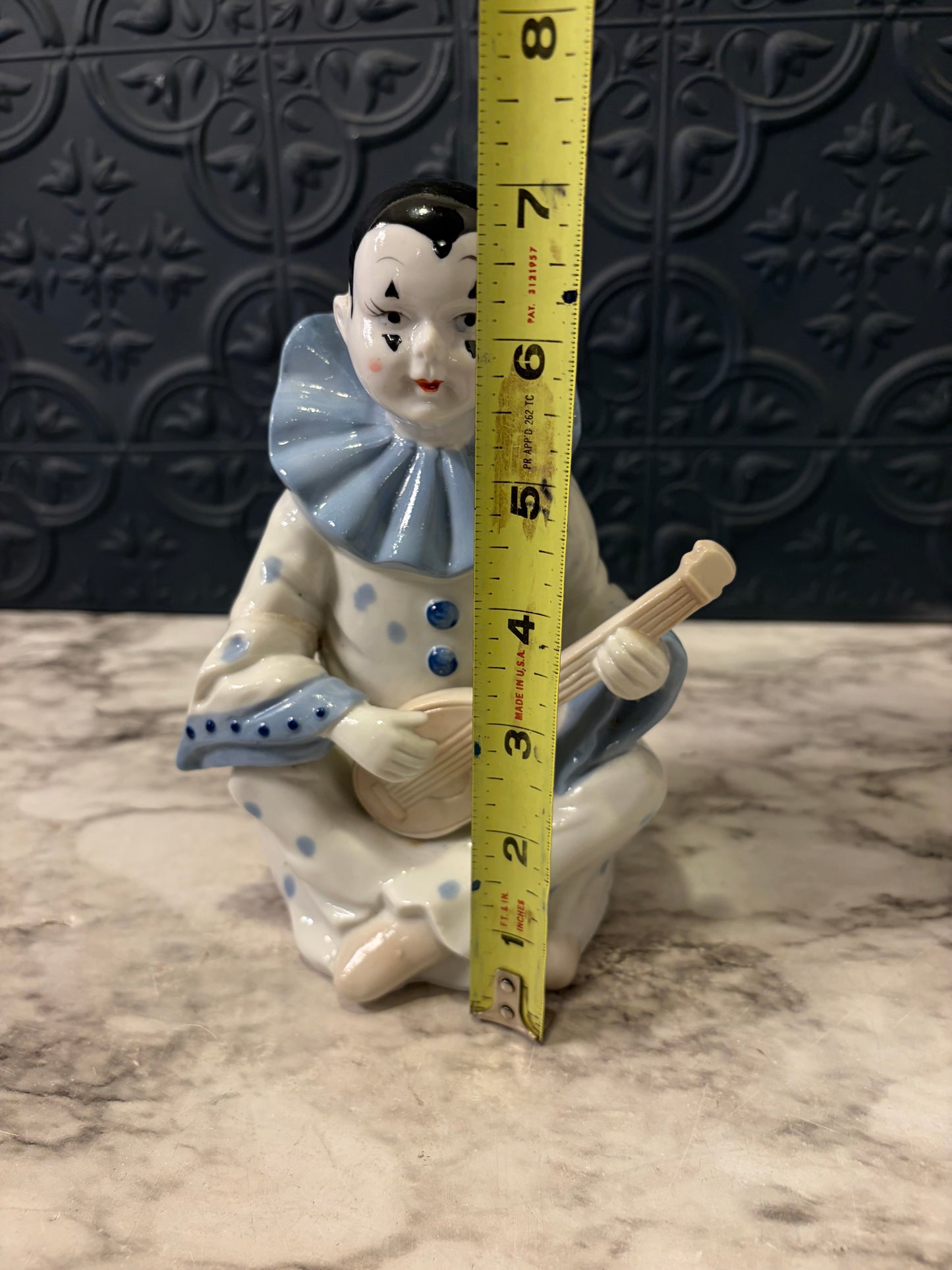 Blue and White Clown Music Box AS  IS