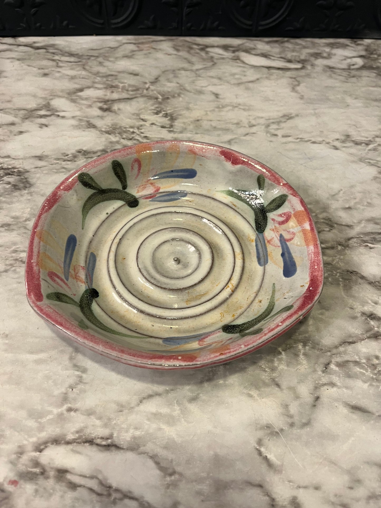 Studio Pottery with Pink Rim