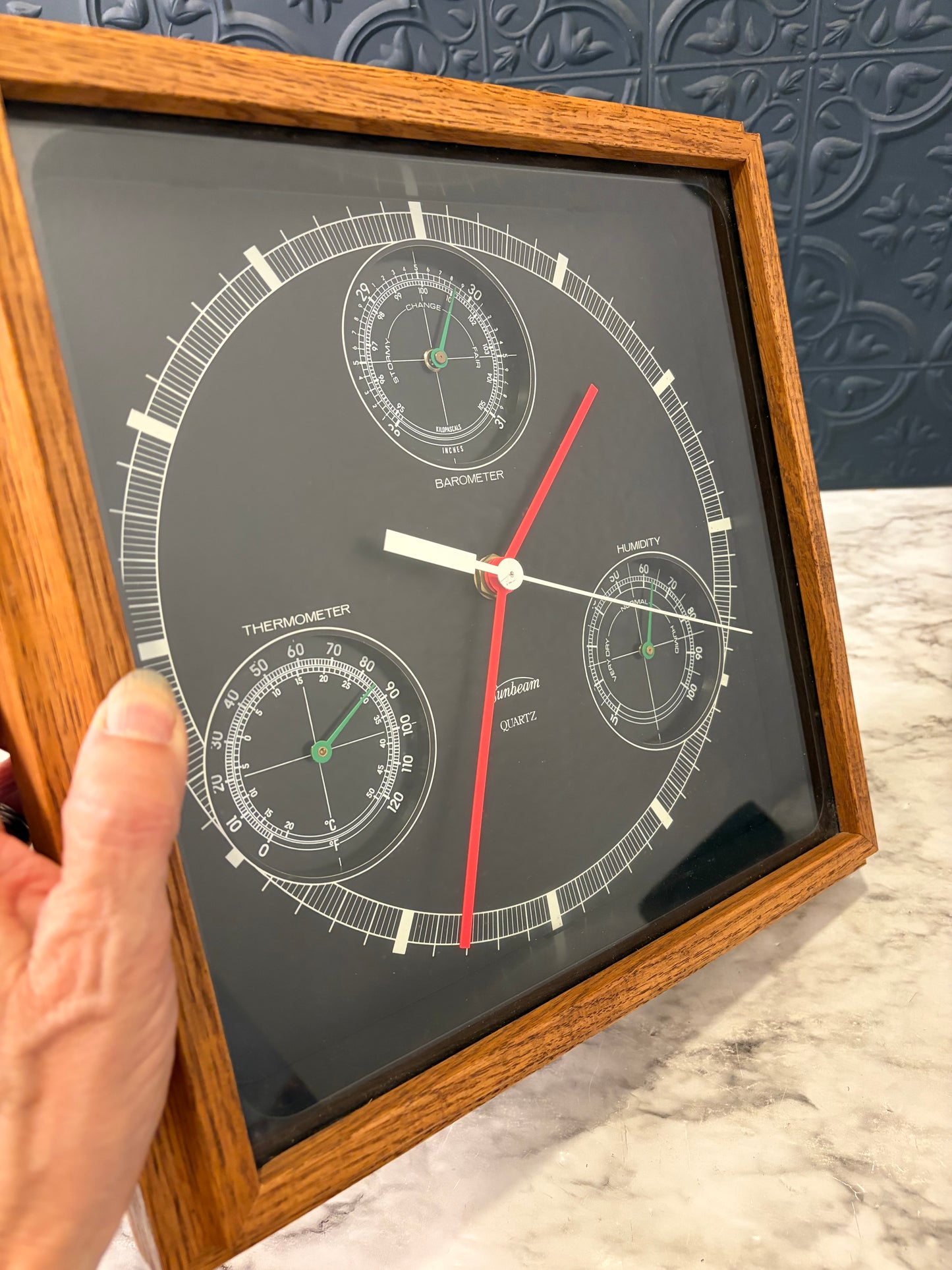 Vintage Sunbeam Wall Clock with Weather Station