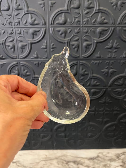 Small Eggplant Glass Trinket Dish